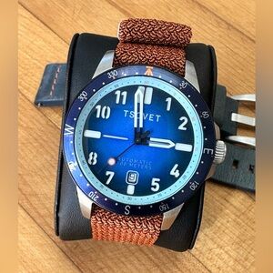 TSOVET SVT TS 4002 Fume Blue Automatic Original Leather strap and Perlon NATO